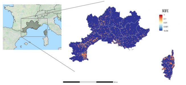 Une figure avec les activités de feu (2004-2021) sur la zone d’étude.