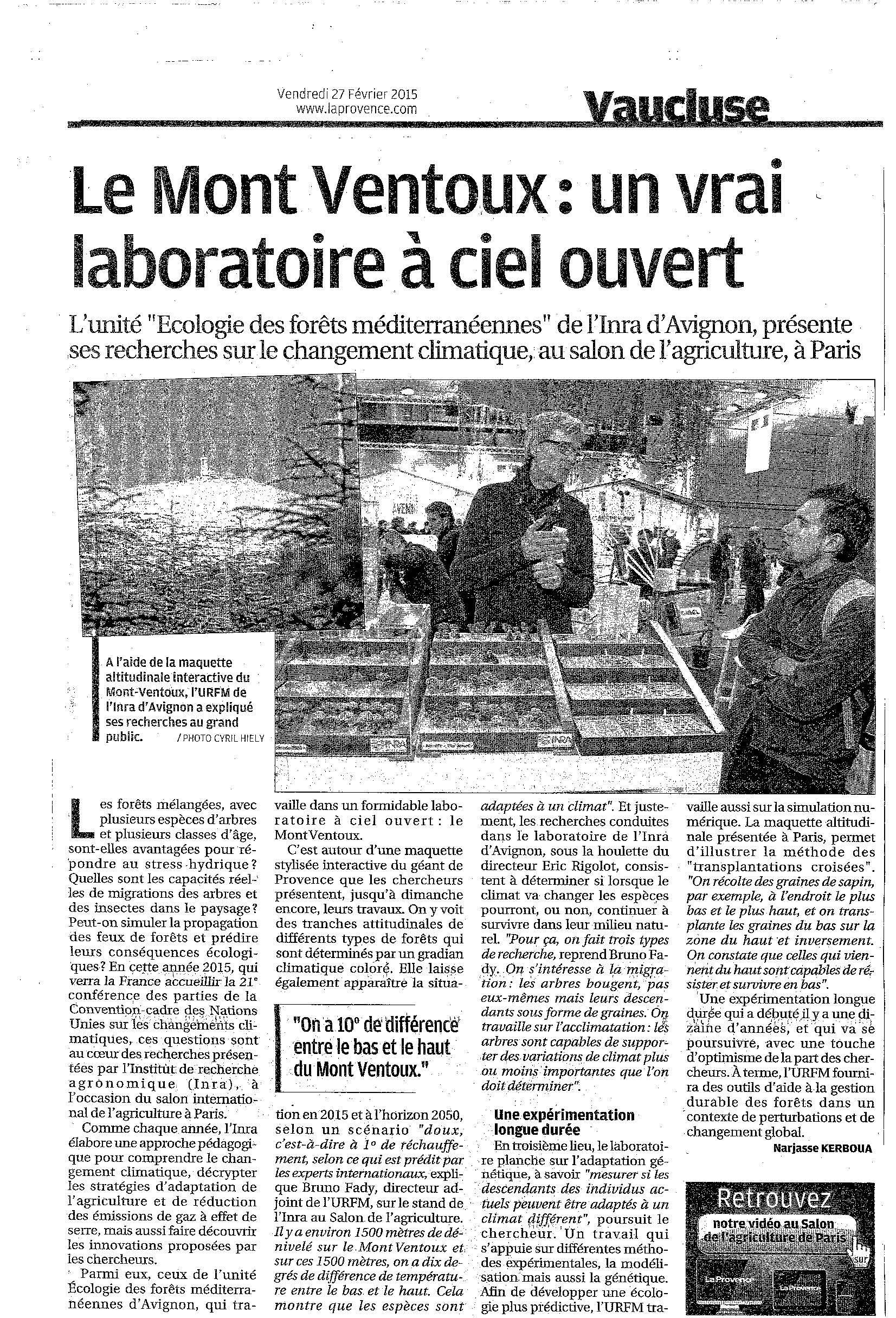 La provence, 27 février 2015